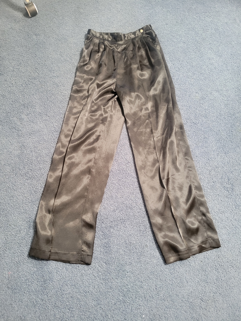 Women's Black Satin Wide-Leg Pants